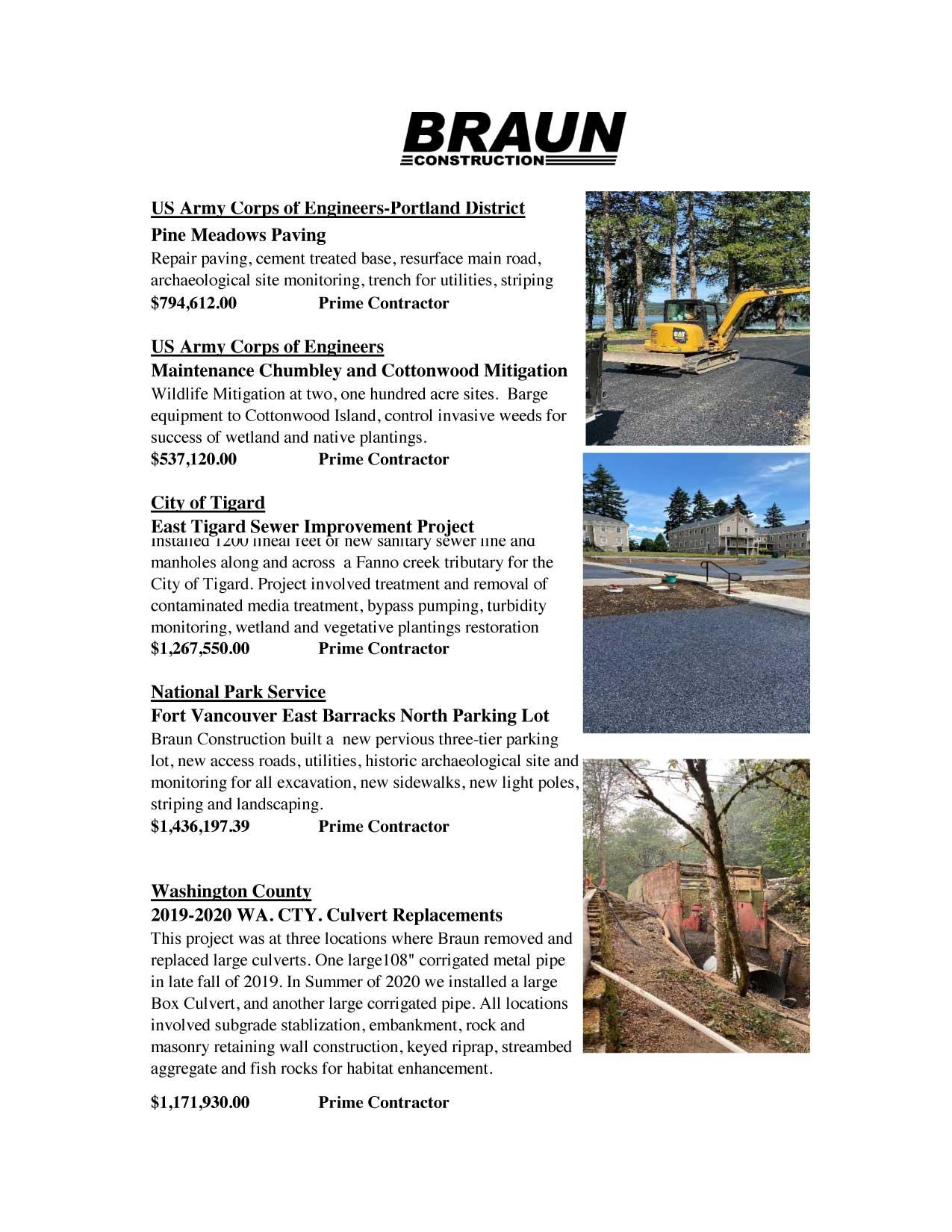 2021 Braun Construction Capabilities Statement - Page Two